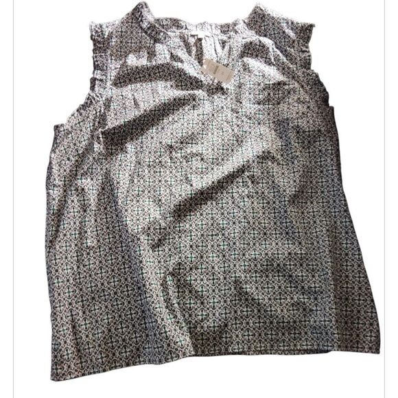 Talbots Silver Sleeveless Blouse with Relaxed Fit - Picture 1 of 3